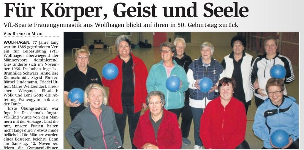 50 Jahre Damengymnastik: Schöner HNA-Bericht