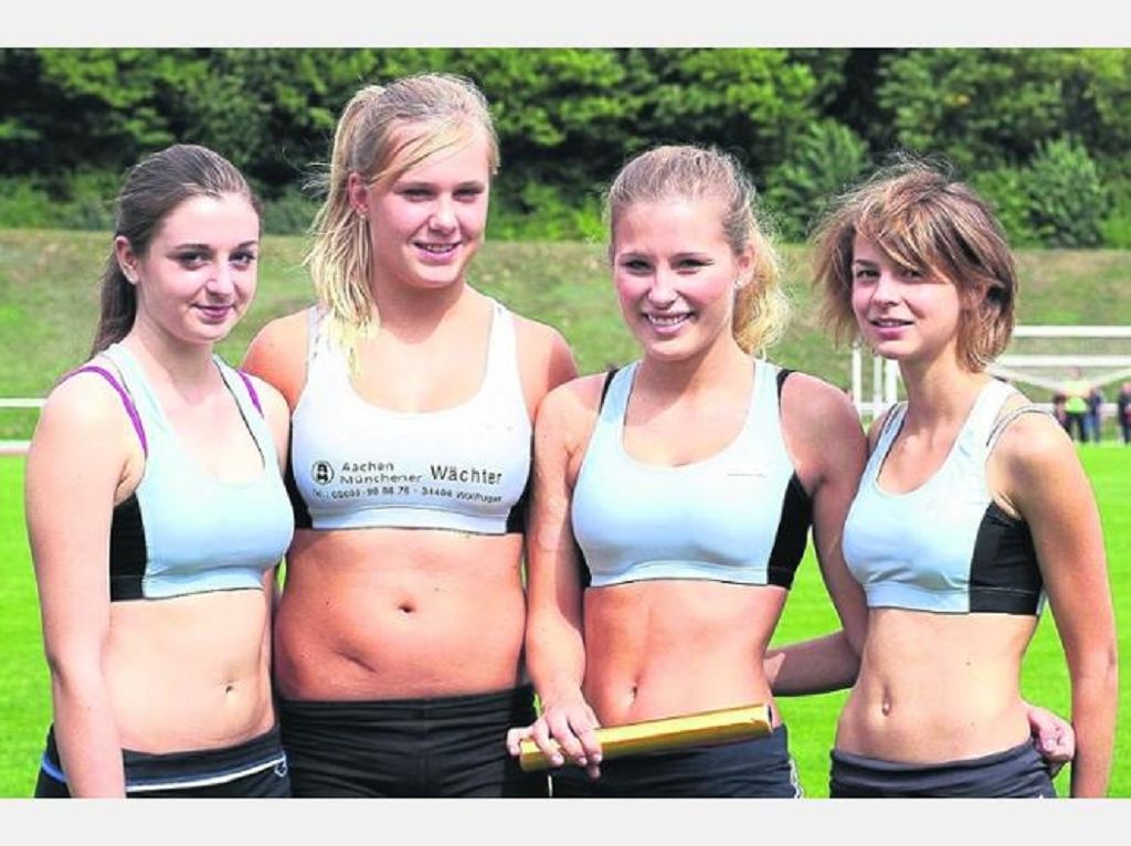 Schnellste über 4x100-Meter der weiblichen Jugend U18: Juliane Fuchs (von links), Lisa Beinsen, Laura Hosse und Lavina Schulz vom VfL Wolfhagen.